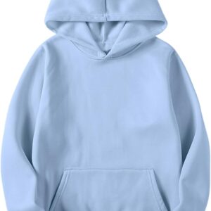 Mens Hoodies Pullover Long Sleeve Casual Fleece Sweatshirts Winter Solid Color Hooded Tops with Kangaroo Pocket
