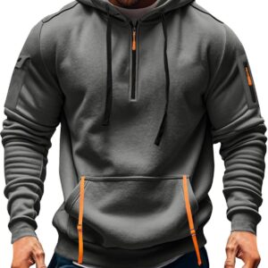 Tactical Hoodies For Men Quater Zip Up Pullover Sweatshirt Casual Workout Mens Hoodies with Pockets