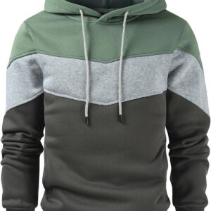 Men's Novelty Color Block Pullover Fleece Hoodie Long Sleeve Casual Sweatshirt with Pocket
