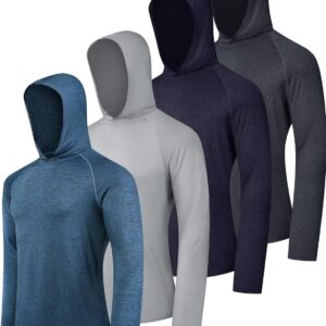 Men's Athletic Hoodies Long Sleeve Fishing Shirts for Men UPF 50+ SPF UV Sun Protection Shirts Rash Guards