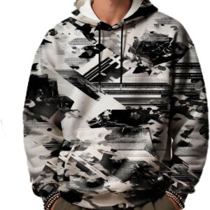 Camo Hoodies for Men Fall Casual Long Sleeve Drawstring Sweatshirts Baggy Workout Pullover Hoodies with Pockets