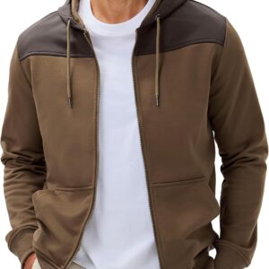 Men Hoodie Zip Up Casual Drawstring Hooded Jacket with Pockets Workout Hiking Sweatshirt