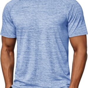 Men's Short Sleeve Moisture Wicking Shirts Athletic Running Workout T-Shirts Performance Breathable Tshirt